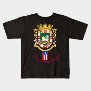 Coat of Arms for Puerto Rico- Red Lettering Kids T-Shirt